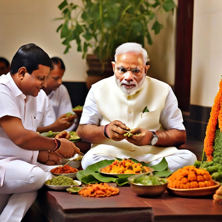 Modi eating vegetarian food